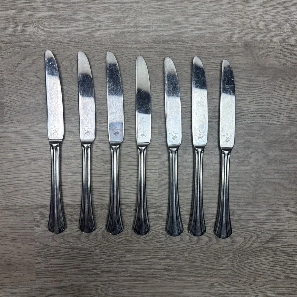 Pfaltzgraff Stainless Steel Dinner Knife Glossy Silverware Flatware Lot Of 7